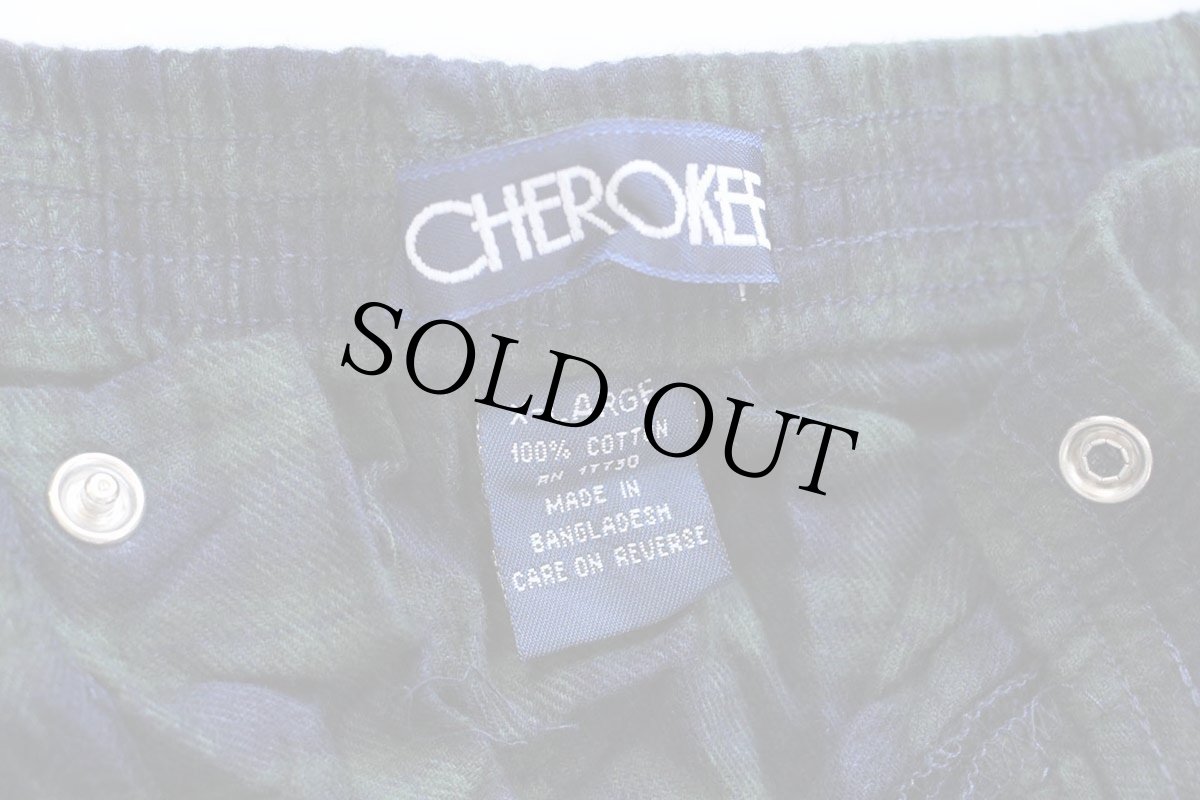 画像10: デッドストック★00s CHEROKEE ブラックウォッチ タータンチェック ライトネル パジャマ シャツ&パンツ セット XL (10)