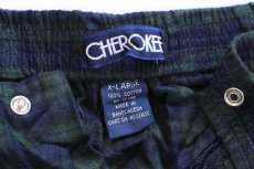 画像10: デッドストック★00s CHEROKEE ブラックウォッチ タータンチェック ライトネル パジャマ シャツ&パンツ セット XL (10)