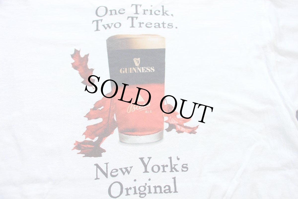画像4: 90s USA製 GUINNESS & BASS New York's Original 両面プリント コットンTシャツ 白 XL (4)
