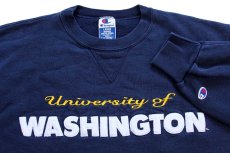 画像3: 90s メキシコ製 Championチャンピオン University of WASHINGTON アップリケ&刺繍 前V スウェット 紺 L (3)