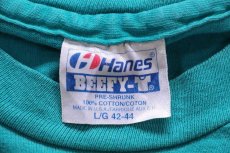 画像5: 90s USA製 Hanes Glacier Park フラワー アート 両面プリント コットンTシャツ エメラルドグリーン L★国立公園 (5)