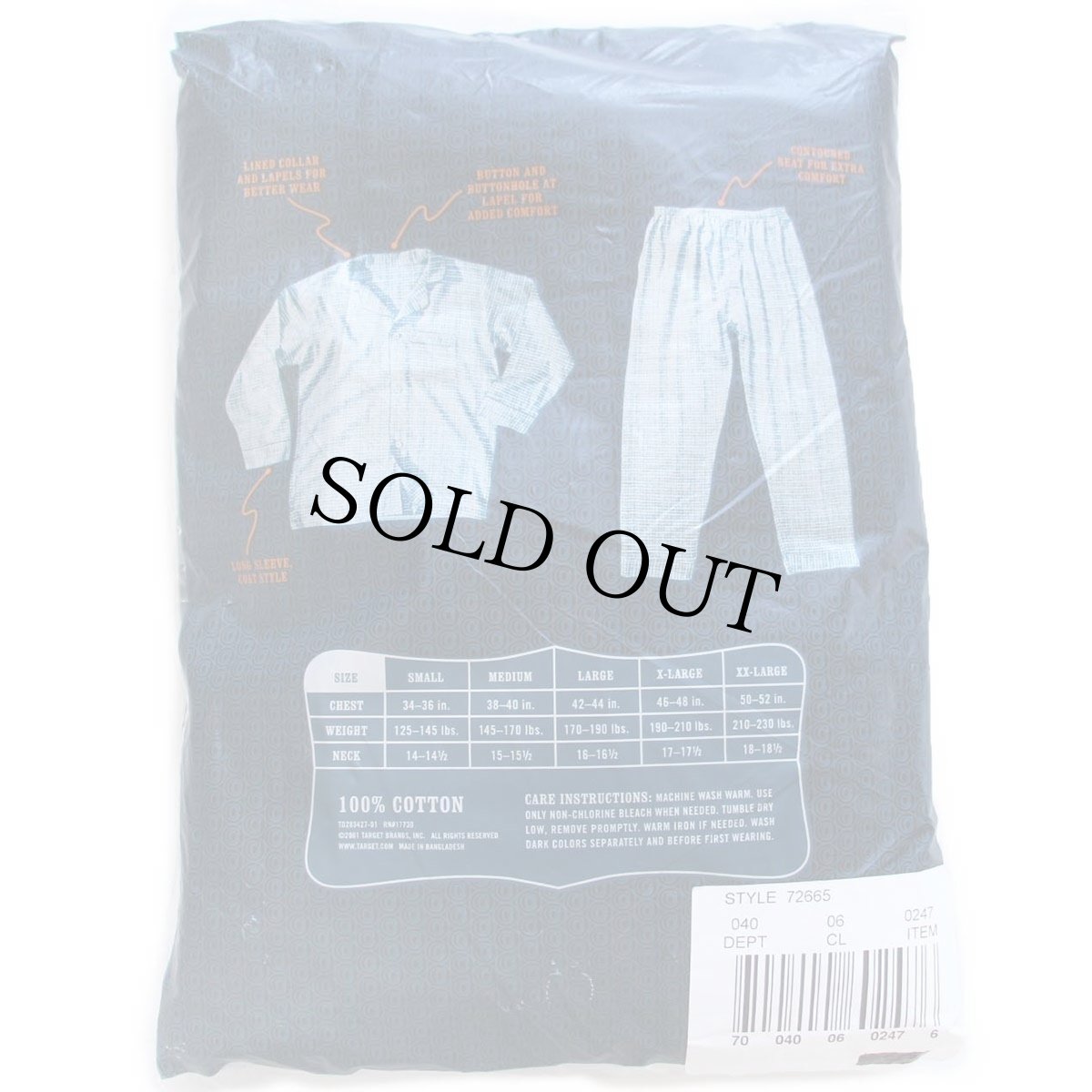 画像2: デッドストック★00s CHEROKEE ブラックウォッチ タータンチェック ライトネル パジャマ シャツ&パンツ セット XL (2)