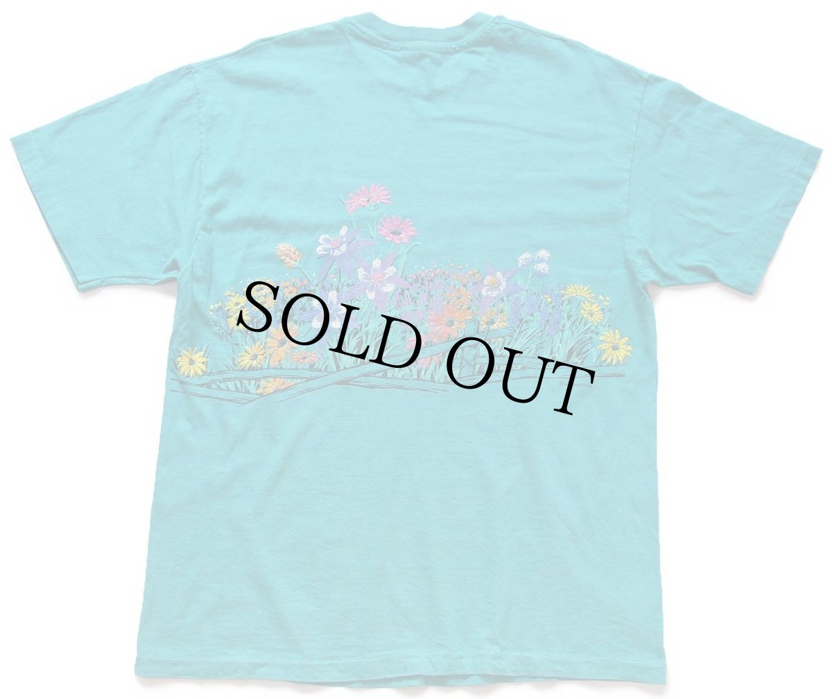 画像3: 90s USA製 Hanes Glacier Park フラワー アート 両面プリント コットンTシャツ エメラルドグリーン L★国立公園 (3)