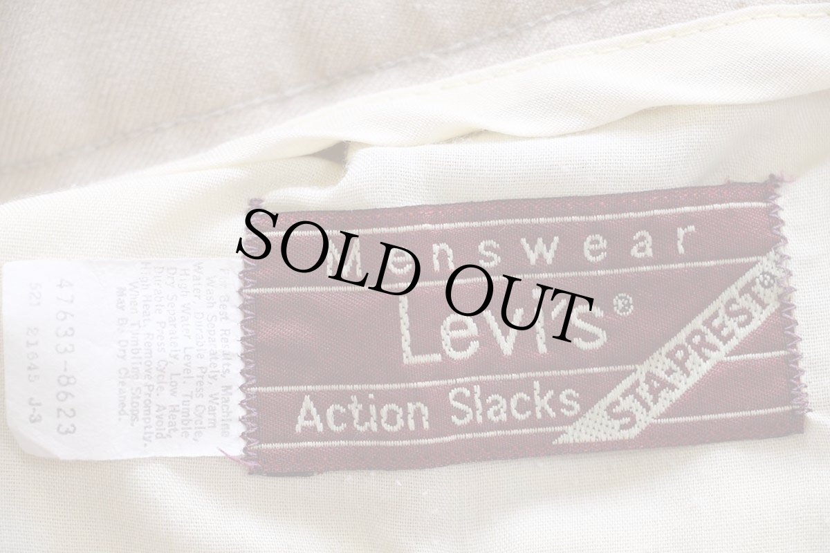 画像6: 80s Levi'sリーバイス Action Slacks STA-PRESTスタプレ フレア スラックス ポリエステルパンツ カーキ W33 (6)