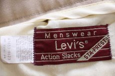 画像6: 80s Levi'sリーバイス Action Slacks STA-PRESTスタプレ フレア スラックス ポリエステルパンツ カーキ w33 (6)