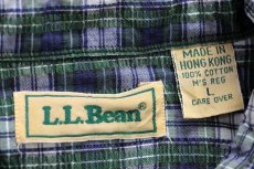 画像4: 90s L.L.Bean タータンチェック ボタンダウン 半袖 コットン シアサッカーシャツ L-R (4)