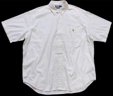 画像1: 90s ポロ ラルフローレン BLAKE ワンポイント ポケット付き ボタンダウン 半袖 コットンシャツ アイボリー★特大 (1)