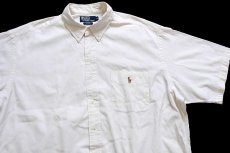 画像3: 90s ポロ ラルフローレン BLAKE ワンポイント ポケット付き ボタンダウン 半袖 コットンシャツ アイボリー★特大 (3)