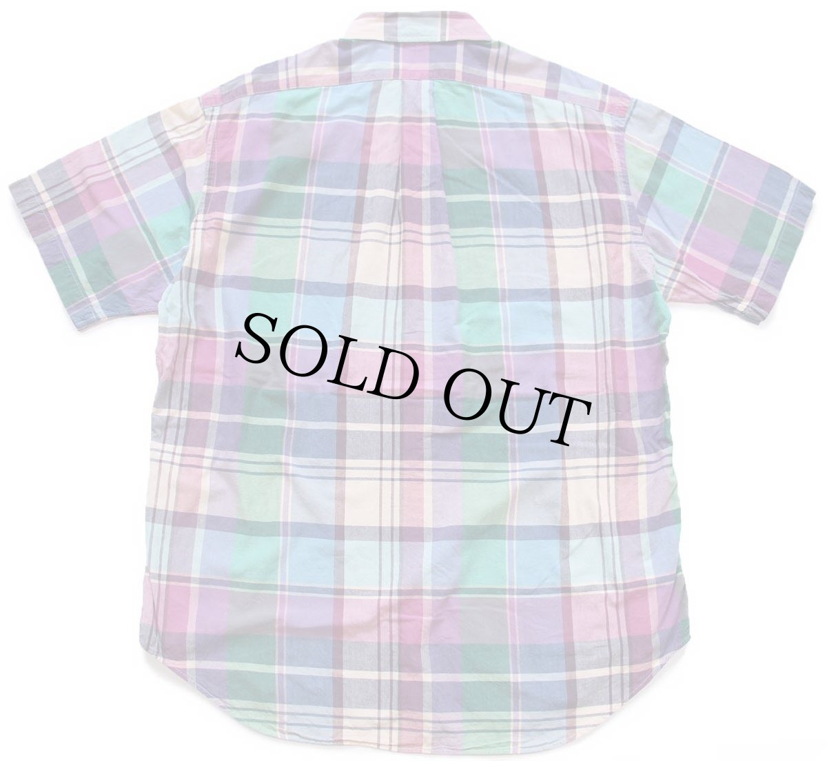 画像2: 00s ラルフローレン BLAKE マドラスチェック ボタンダウン 半袖 コットンシャツ L★インド綿 (2)