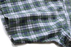 画像5: 90s L.L.Bean タータンチェック ボタンダウン 半袖 コットン シアサッカーシャツ L-R (5)