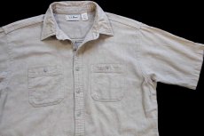 画像3: 90s USA製 L.L.Bean COOL WEAVE 半袖 コットンシャツ グリーンベージュ L-T (3)