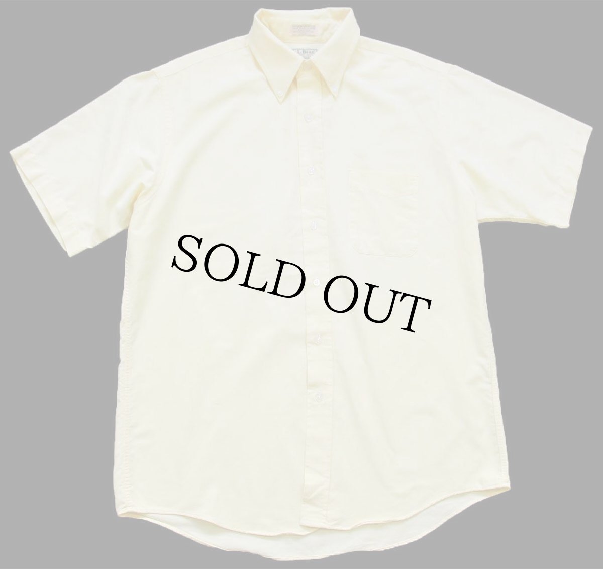 画像1: 90s USA製 L.L.Bean 無地 ボタンダウン 半袖 オックスフォード コットンシャツ 黄 16.5 (1)