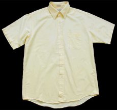 画像1: 90s USA製 L.L.Bean 無地 ボタンダウン 半袖 オックスフォード コットンシャツ 黄 16.5 (1)