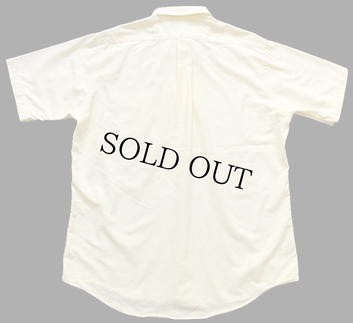 画像2: 90s USA製 L.L.Bean 無地 ボタンダウン 半袖 オックスフォード コットンシャツ 黄 16.5 (2)