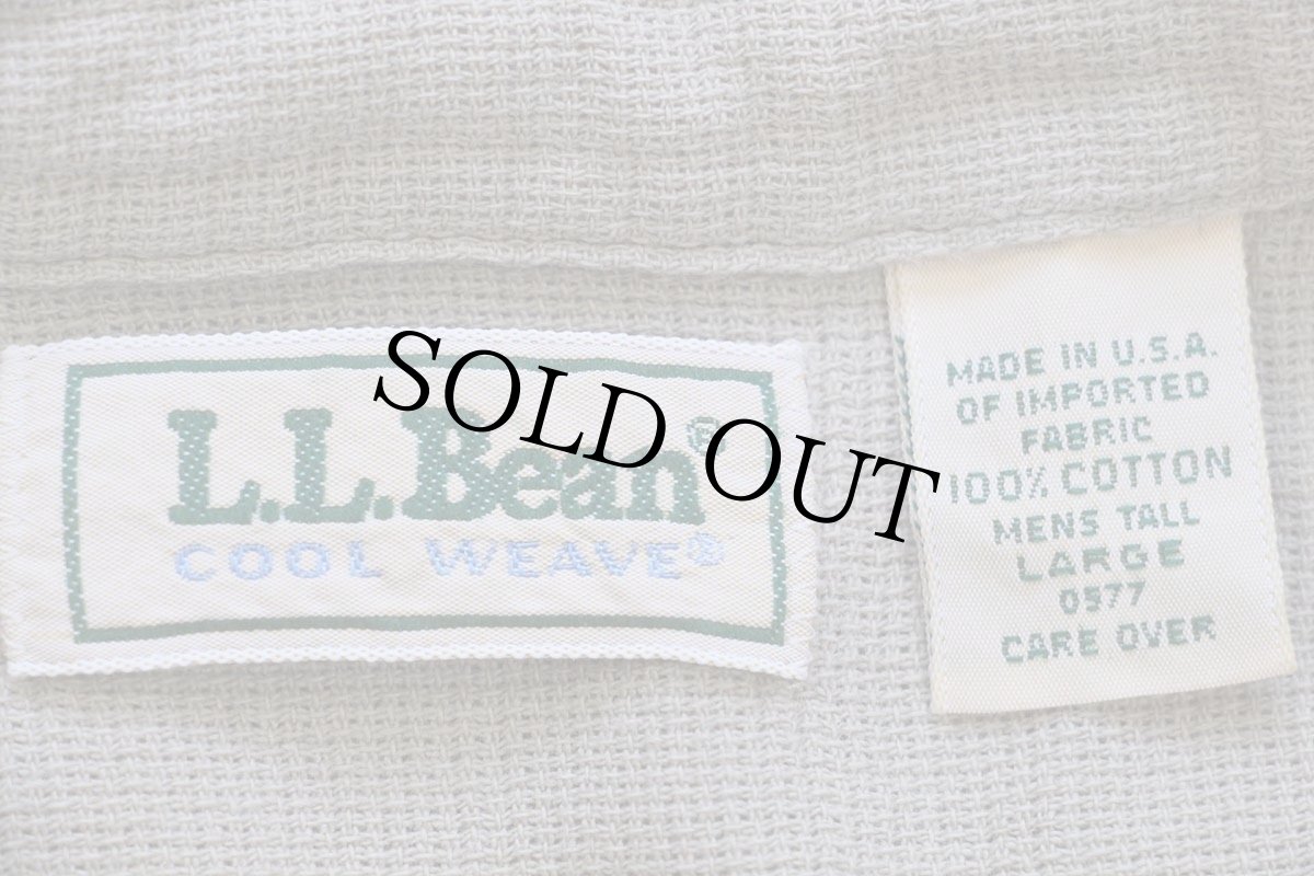 画像4: 90s USA製 L.L.Bean COOL WEAVE 半袖 コットンシャツ グリーンベージュ L-T (4)