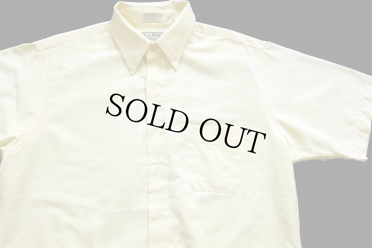 画像3: 90s USA製 L.L.Bean 無地 ボタンダウン 半袖 オックスフォード コットンシャツ 黄 16.5 (3)