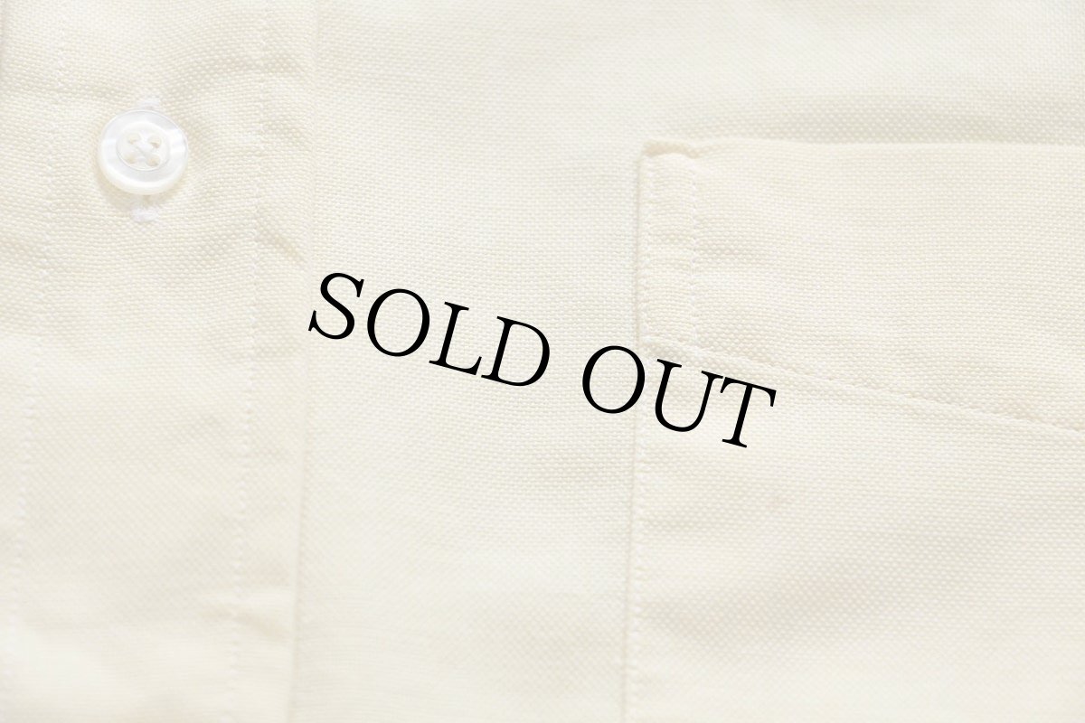 画像5: 90s USA製 L.L.Bean 無地 ボタンダウン 半袖 オックスフォード コットンシャツ 黄 16.5 (5)