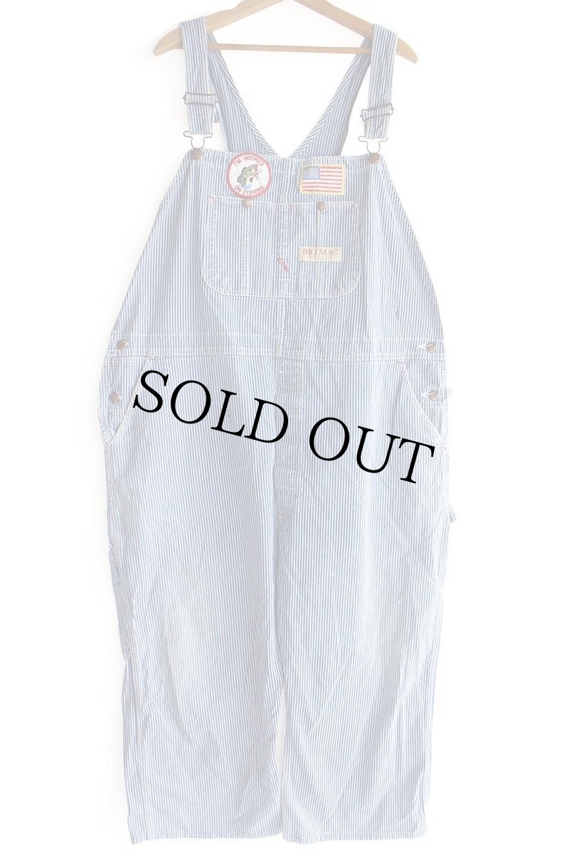 画像2: 90s JCPenney BIGMACビッグマック パッチ付き ダメージ ヒッコリー ストライプ オーバーオール W46★特大 (2)
