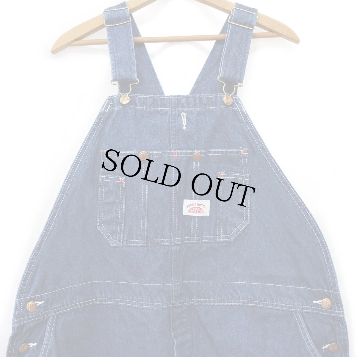 画像1: USA製 ROUND HOUSEラウンドハウス デニム オーバーオール W46★特大 (1)