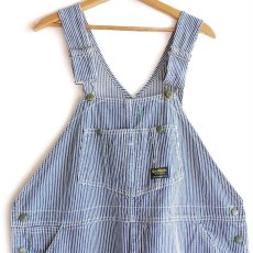 画像1: 00s OSHKOSH B'GOSH ヒッコリー ストライプ オーバーオール w46★特大 (1)
