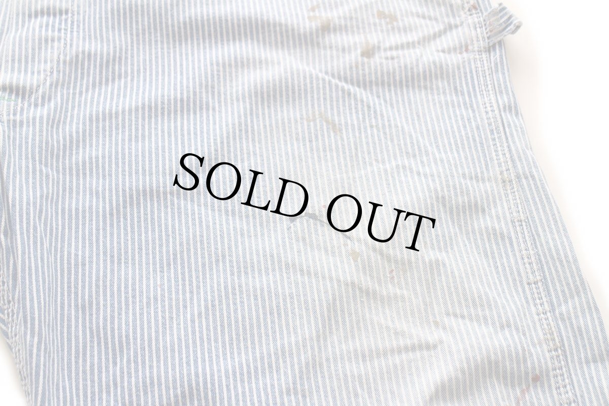 画像8: 80s USA製 BIG SMITHビッグスミス ペンキ飛び ヒッコリー ストライプ オーバーオール w48★特大 (8)