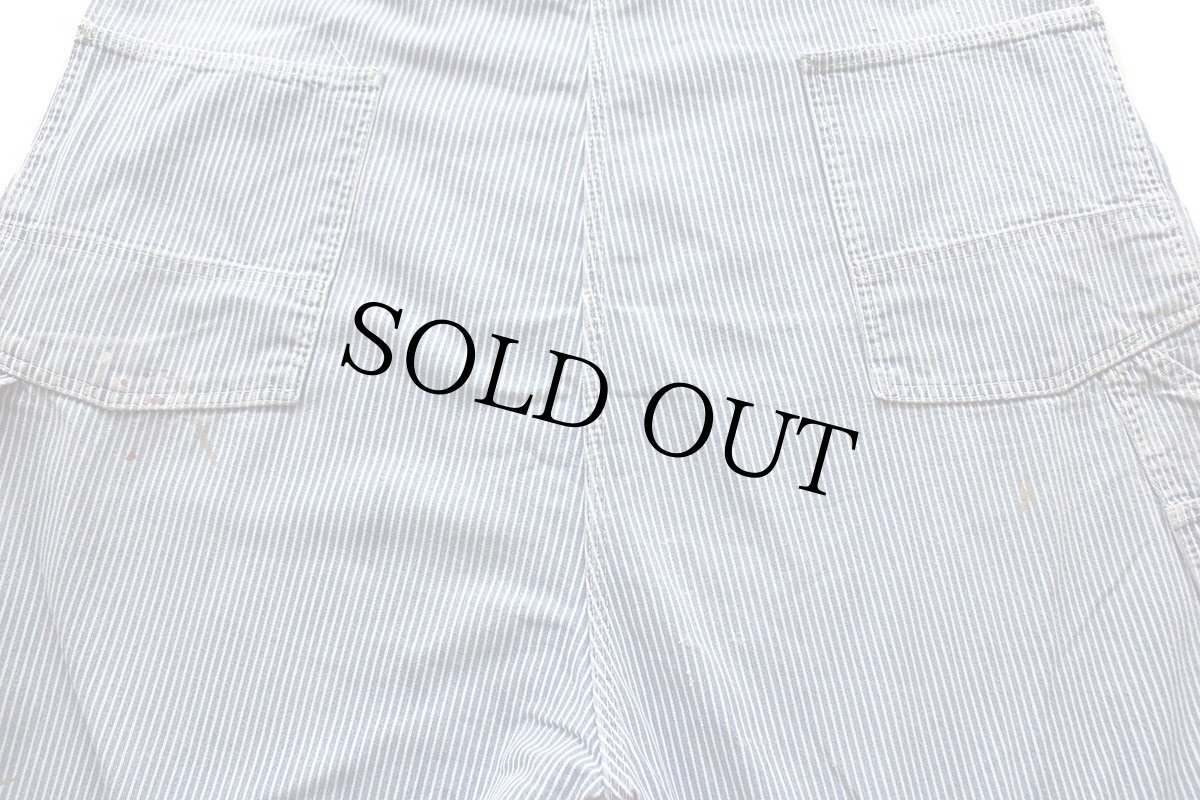 画像6: 80s USA製 BIG SMITHビッグスミス ペンキ飛び ヒッコリー ストライプ オーバーオール w48★特大 (6)