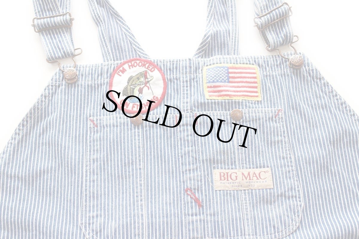 画像4: 90s JCPenney BIGMACビッグマック パッチ付き ダメージ ヒッコリー ストライプ オーバーオール W46★特大 (4)