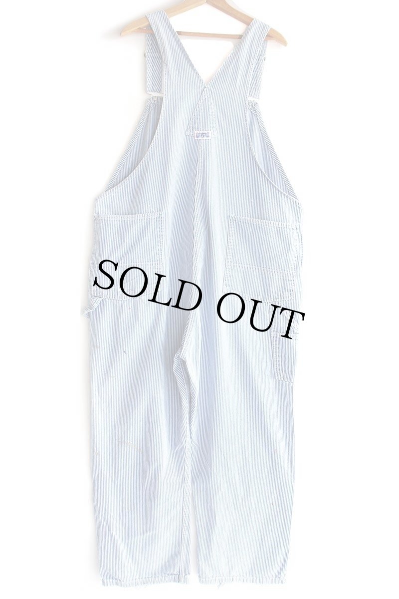 画像3: 80s USA製 BIG SMITHビッグスミス ペンキ飛び ヒッコリー ストライプ オーバーオール w48★特大 (3)