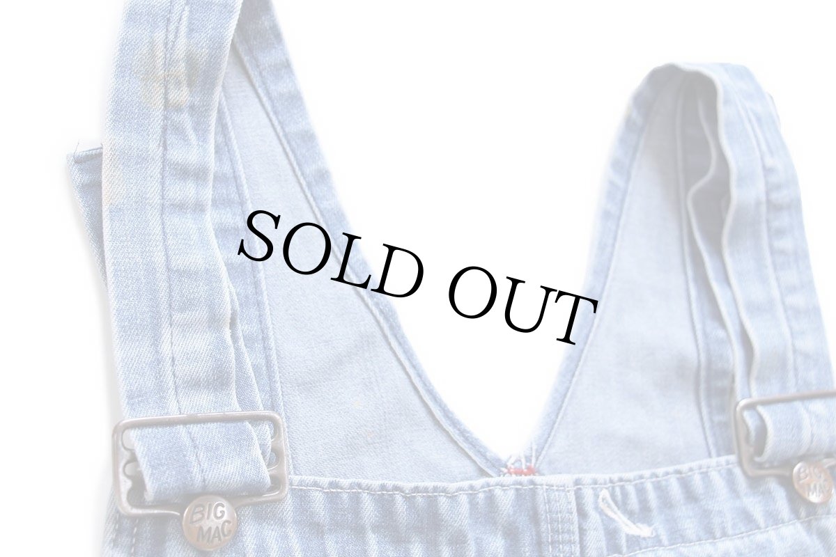 画像6: 70s JCPenney BIGMACビッグマック ペンキ&ブリーチ飛び インディゴ デニム オーバーオール W36 (6)