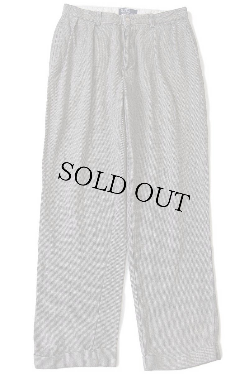 画像2: 90s ポロ ラルフローレン 千鳥格子 ツータック スラックス コットンパンツ w34 L32 (2)