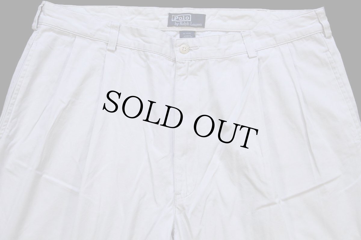 画像4: 90s ポロ ラルフローレン ツータック コットンパンツ ライトベージュ w38 L32★323 (4)