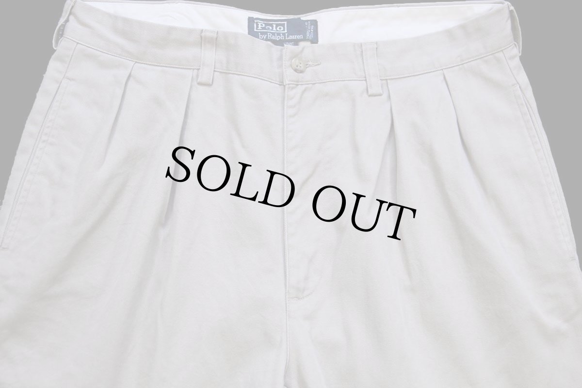 画像4: 90s メキシコ製 ポロ ラルフローレン ANDREW PANT ツータック コットン チノパン ベージュ w34 L30★321 (4)