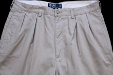 画像4: 90s メキシコ製 ポロ ラルフローレン ANDREW PANT ツータック コットン チノパン ベージュ w34 L30★321 (4)