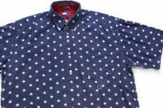 画像3: 90s TOMMY HILFIGERトミーヒルフィガー スター 総柄 ポケット付き ボタンダウン 半袖 コットンシャツ L (3)