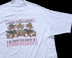 画像3: 90s USA製 CUDDLE UP WITH SOMEONE FROM SAN DIEGO USMC ロゴ ベア ぬいぐるみ Tシャツ 白 特大★ワンピース (3)