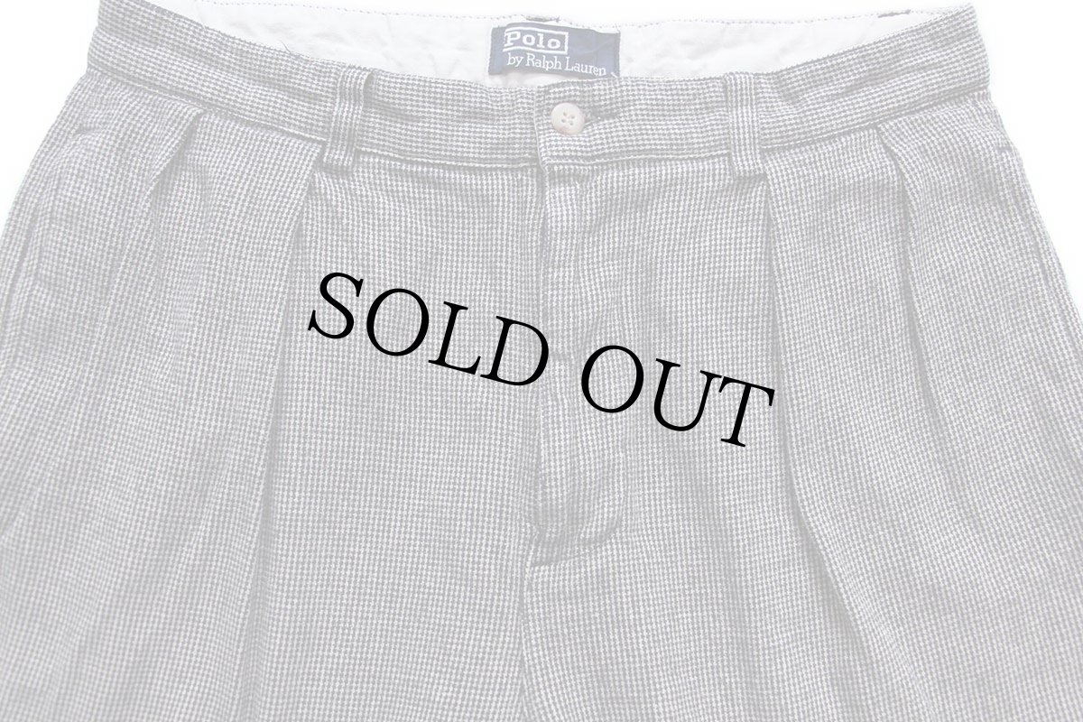 画像4: 90s ポロ ラルフローレン 千鳥格子 ツータック スラックス コットンパンツ w34 L32 (4)