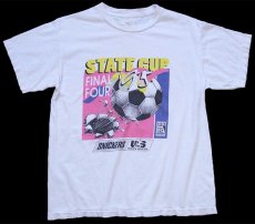 画像2: 90s STATE CUP YOUTH SOCCER サッカーボール SNICKERS スニッカーズ 両面プリント コットンTシャツ 白 M (2)