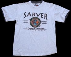 画像2: 90s USA製 SARVER PENNSYLVANIA レイヤードネック&スリーブ コットンTシャツ 杢ライトグレー×ブラック L (2)