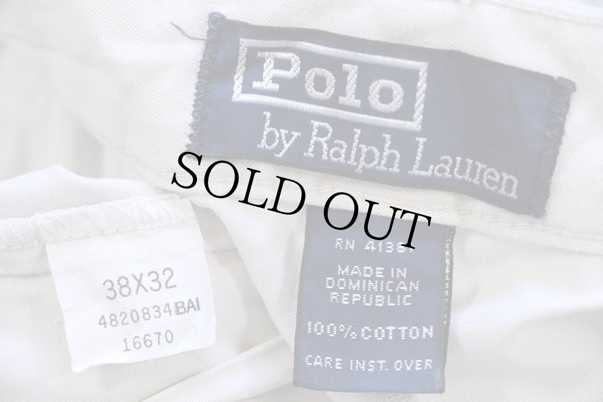 画像6: 90s ポロ ラルフローレン ツータック コットンパンツ ライトベージュ w38 L32★323 (6)