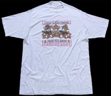 画像1: 90s USA製 CUDDLE UP WITH SOMEONE FROM SAN DIEGO USMC ロゴ ベア ぬいぐるみ Tシャツ 白 特大★ワンピース (1)