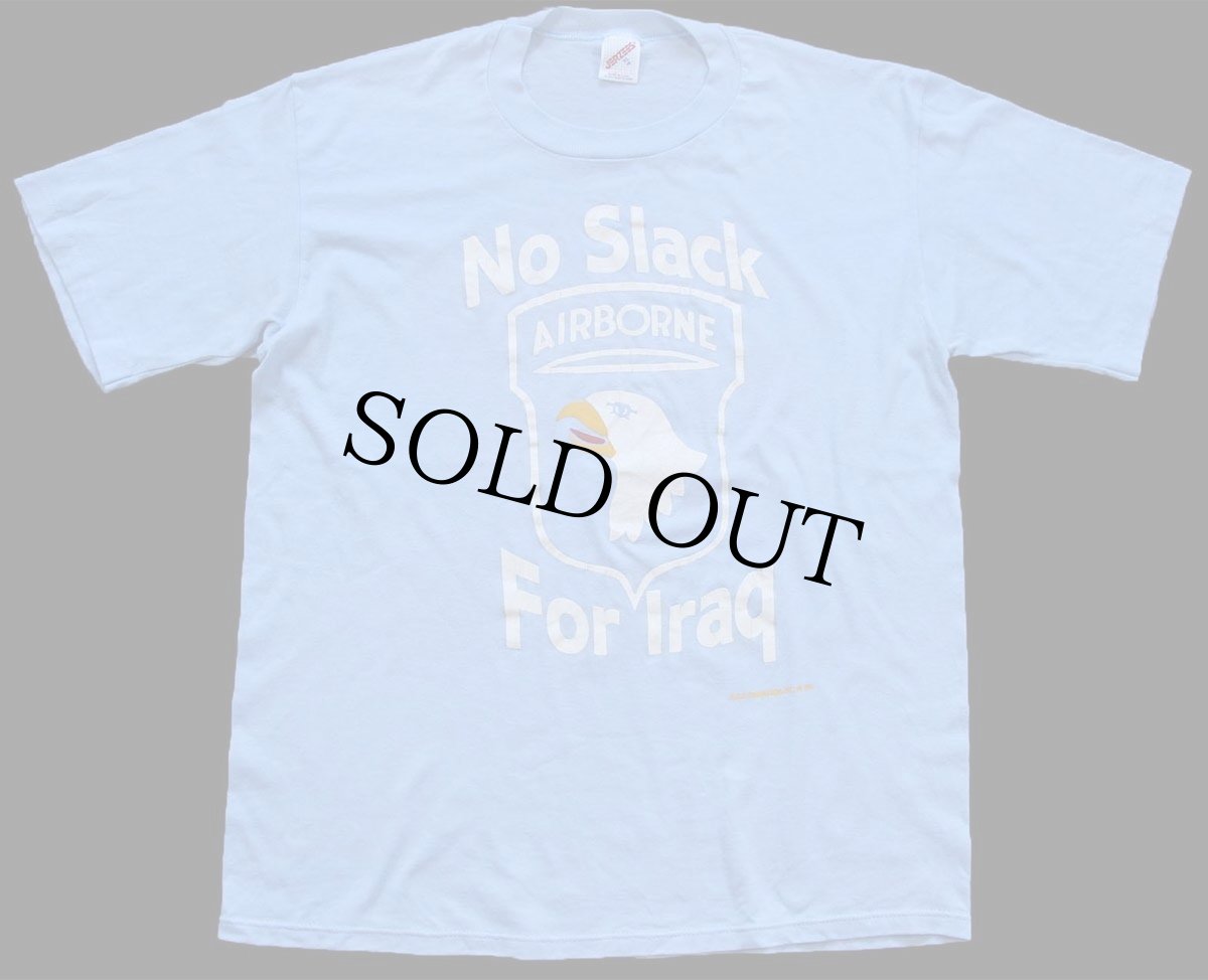 画像2: 80s USA製 No Slack For Iraq AIRBORNE Tシャツ 水色 XL (2)