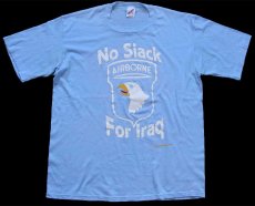 画像2: 80s USA製 No Slack For Iraq AIRBORNE Tシャツ 水色 XL (2)