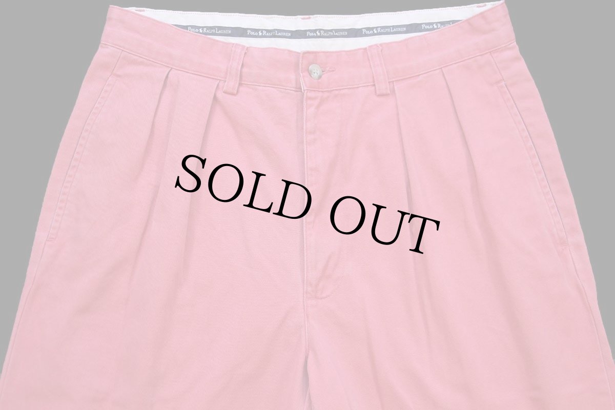 画像4: 90s メキシコ製 ポロ ラルフローレン ANDREW PANT ツータック コットン チノパン ピンク W31 L30★317 (4)