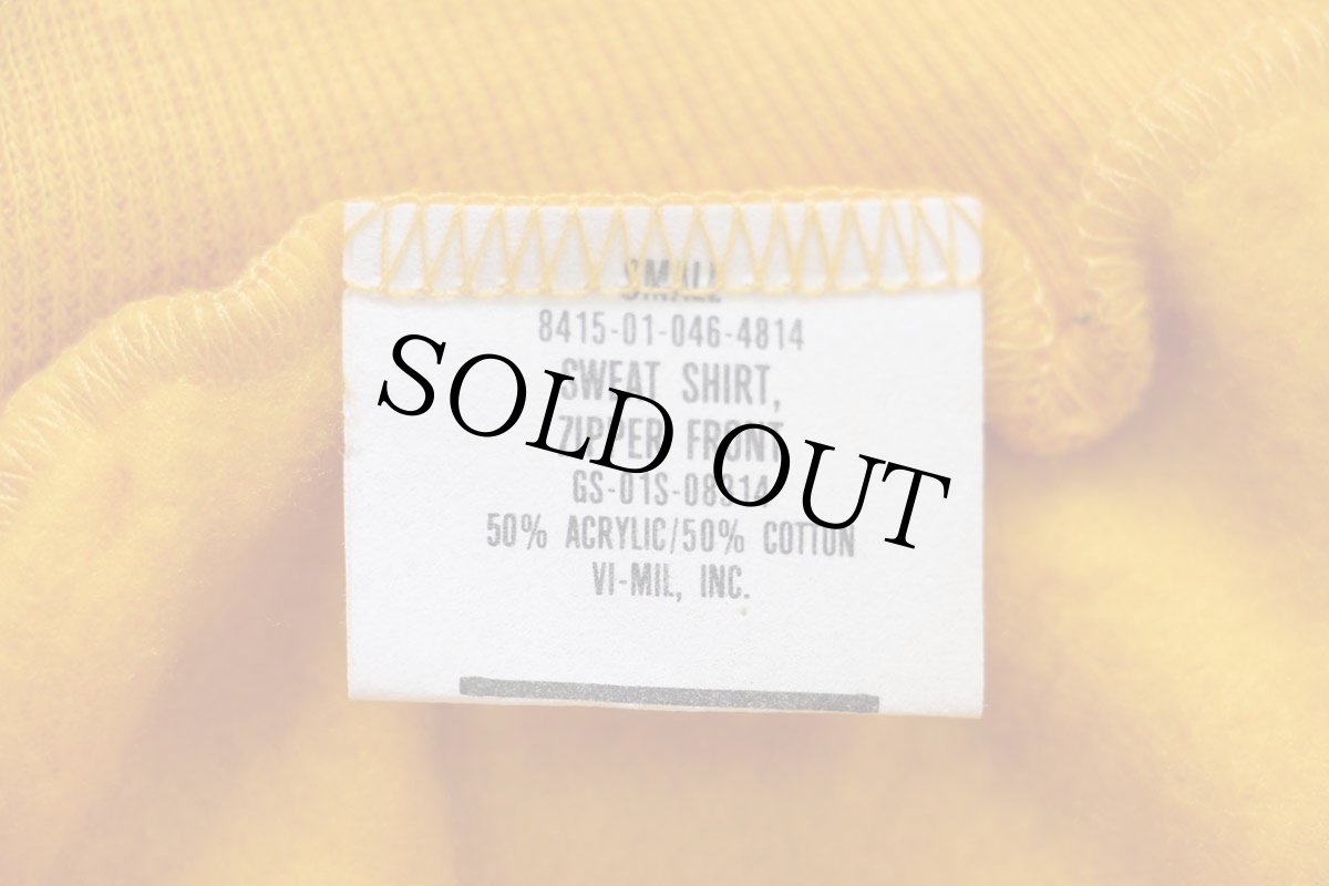 画像4: デッドストック★80s 米軍 無地 ハイネック フルジップ スウェット 濃黄 S (4)