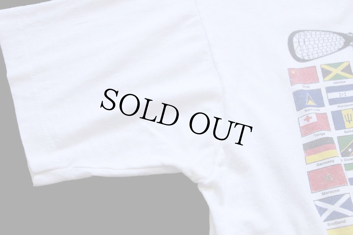 画像5: 90s USA製 LACROSSE THE WORLD'S GREATEST SPORT 万国旗 両面プリント コットンTシャツ 白 XL (5)