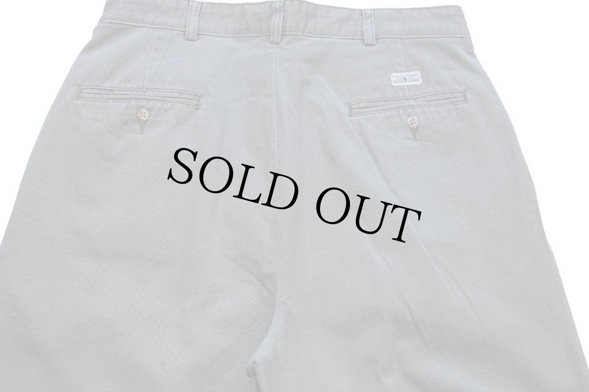 画像5: 90s メキシコ製 ポロ ラルフローレン ANDREW PANT ツータック コットン チノパン グレー W34 L36 (5)