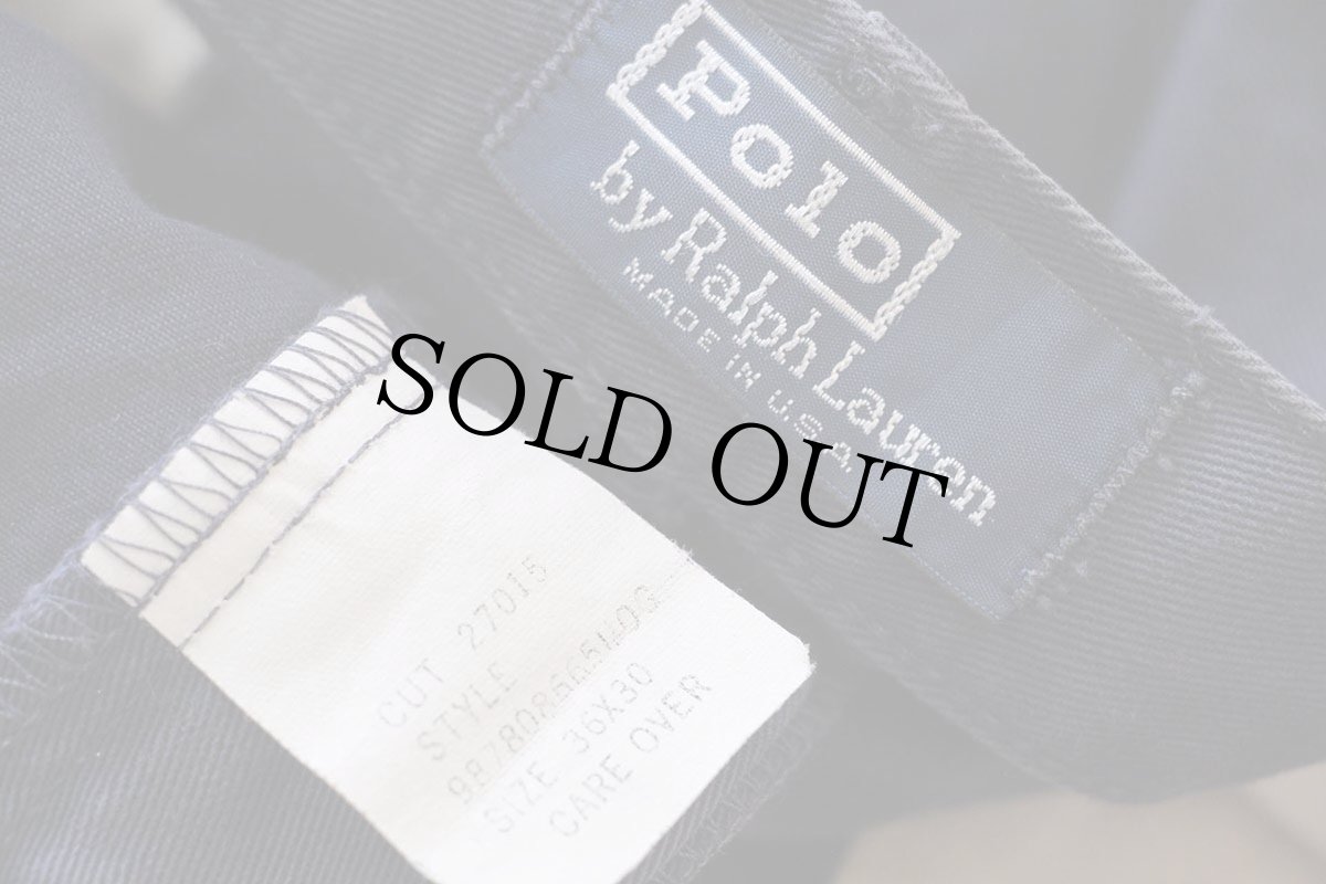 画像6: 90s USA製 ポロ ラルフローレン ツータック コットン チノパン ナス紺 w36 L30★315 (6)