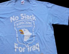 画像1: 80s USA製 No Slack For Iraq AIRBORNE Tシャツ 水色 XL (1)