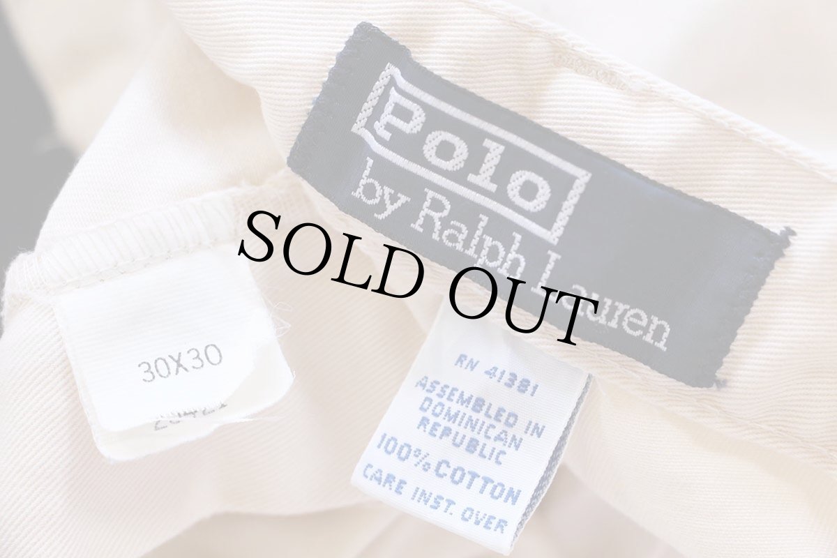 画像6: 90s ポロ ラルフローレン ツータック コットン チノパン アイボリー w30 L30★320 (6)