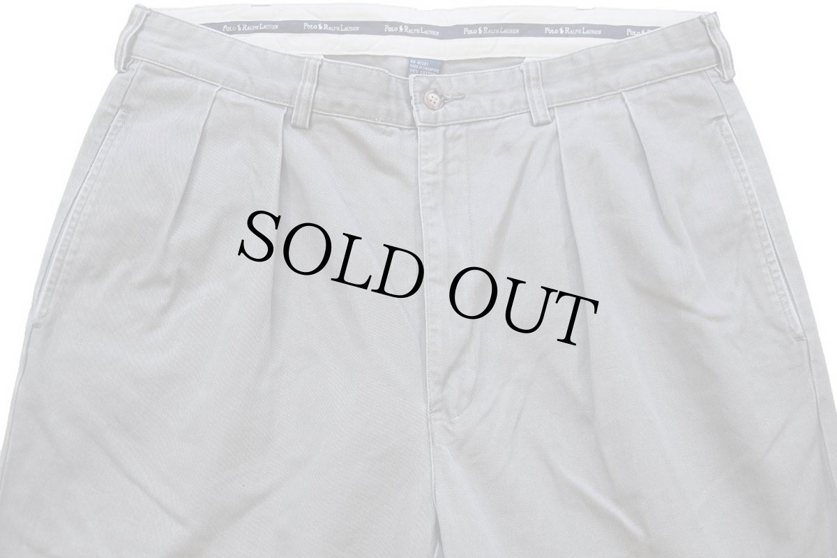 画像4: 90s ポロ ラルフローレン ANDREW PANT ツータック コットン チノパン グレー W34 L32★318 (4)